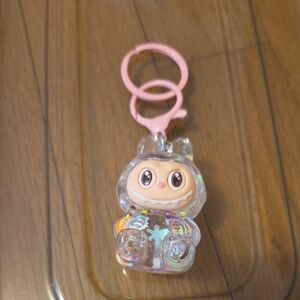 Labubu Cute Pink and Clear Keychain